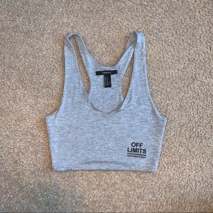 Gray “OFF LIMITS - LOVE IS OVERRATED” Crop Top